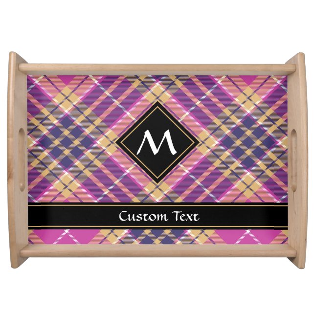 Pink, Gold and Blue Tartan Serving Tray (Front)