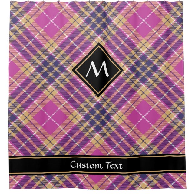 Pink, Gold and Blue Tartan Shower Curtain (Front)