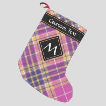 Pink, Gold and Blue Tartan Small Christmas Stocking