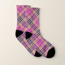 Pink, Gold and Blue Tartan Socks