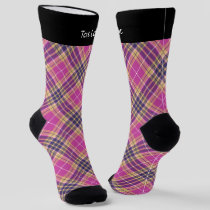 Pink, Gold and Blue Tartan Socks