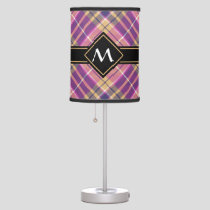Pink, Gold and Blue Tartan Table Lamp