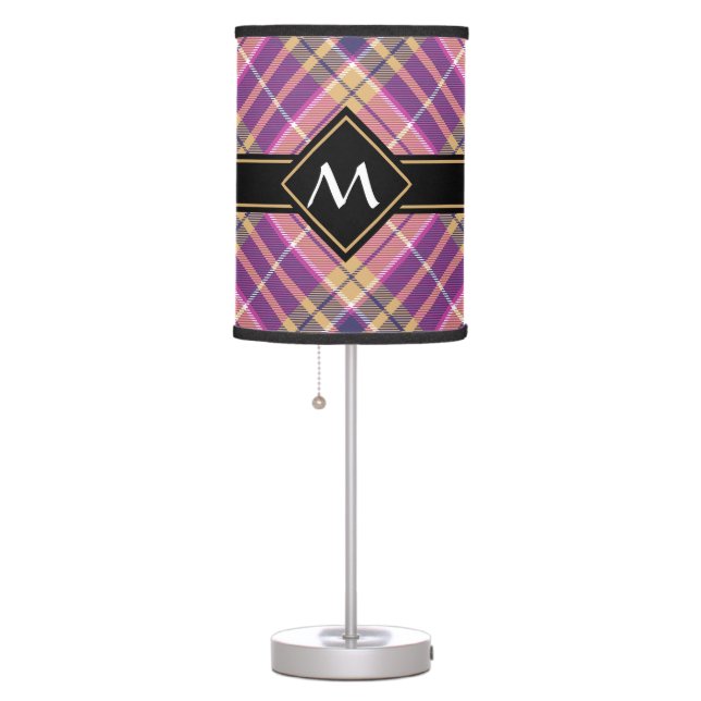 Pink, Gold and Blue Tartan Table Lamp (Right)