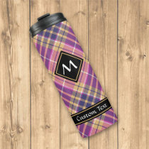 Pink, Gold and Blue Tartan Thermal Tumbler