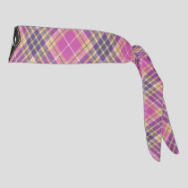 Pink, Gold and Blue Tartan Tie Headband