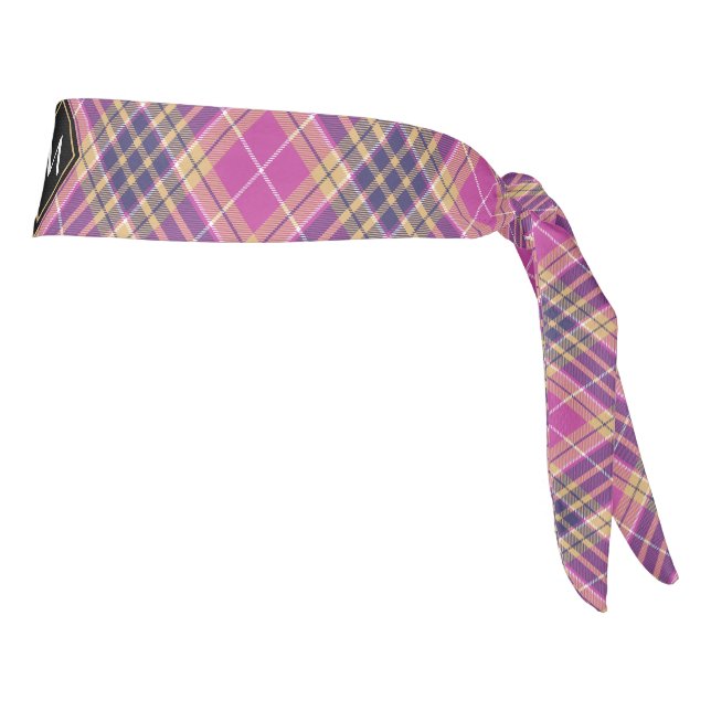 Pink, Gold and Blue Tartan Tie Headband (Rotate 90)