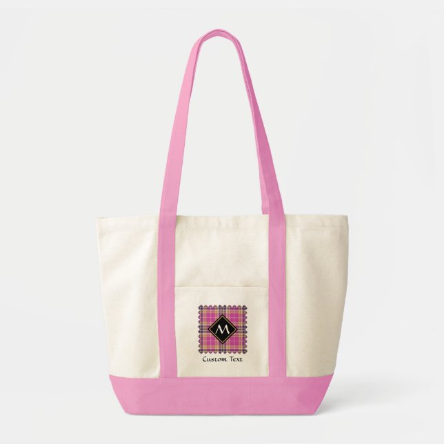 Pink, Gold and Blue Tartan Tote Bag (Front)