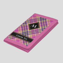 Pink, Gold and Blue Tartan Tri-fold Wallet