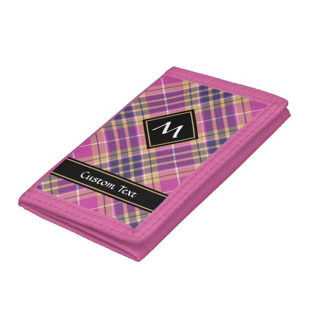 Pink, Gold and Blue Tartan Trifold Wallet (Bottom)