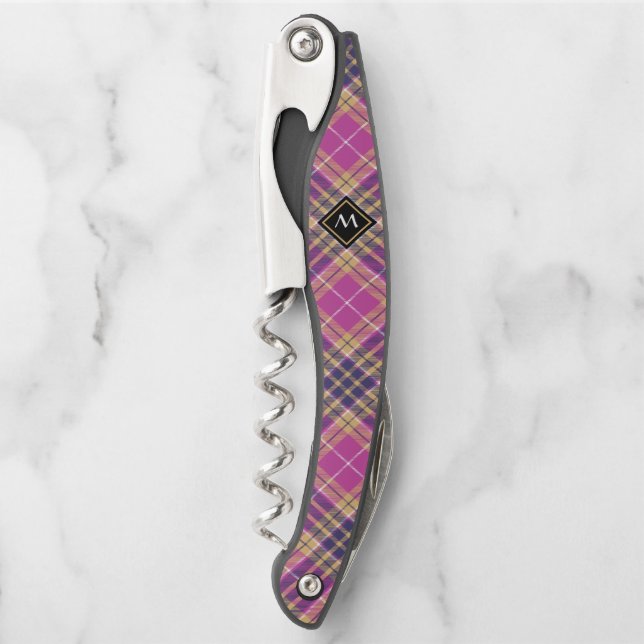 Pink, Gold and Blue Tartan Waiter's Corkscrew (Front)