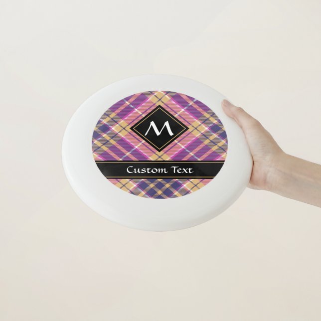Pink, Gold and Blue Tartan Wham-O Frisbee (In Hand)