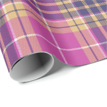 Pink, Gold and Blue Tartan Wrapping Paper