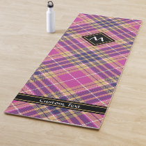 Pink, Gold and Blue Tartan Yoga Mat