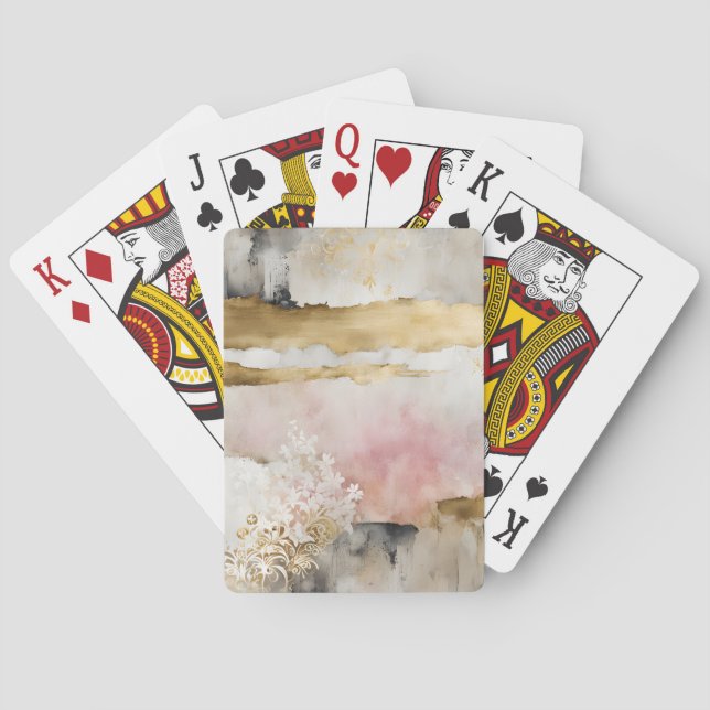 Pink Gold and Gray Wabi Sabi Poker Cards (Back)