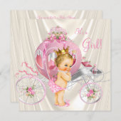 Pink Gold and Ivory Pearl Princess Baby Shower Invitation (Front/Back)
