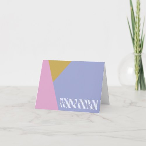 Pink Gold and Lavender Geometric Art Personalized Note Card