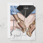 Pink, Gold and Silver Gold Glam Chic Graduation Invitation (Front)
