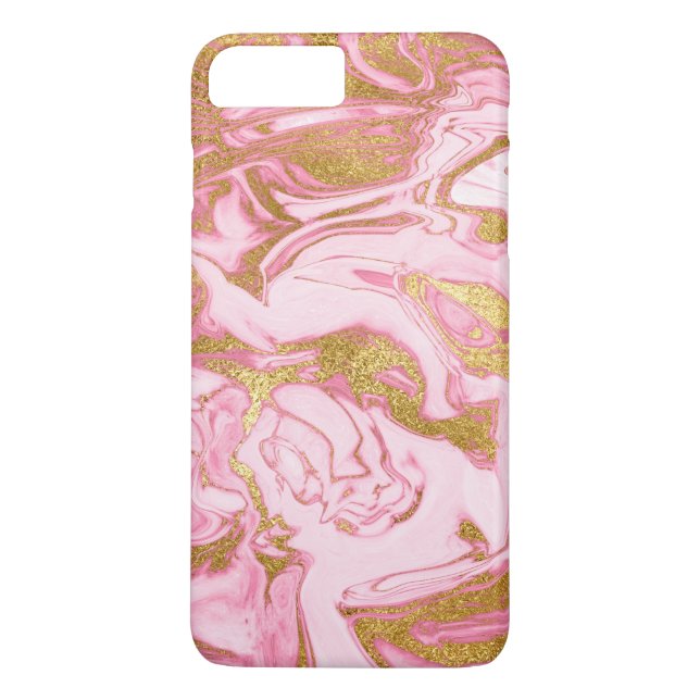 Pink, Gold and White Marble Elegant Modern Case-Mate iPhone Case (Back)