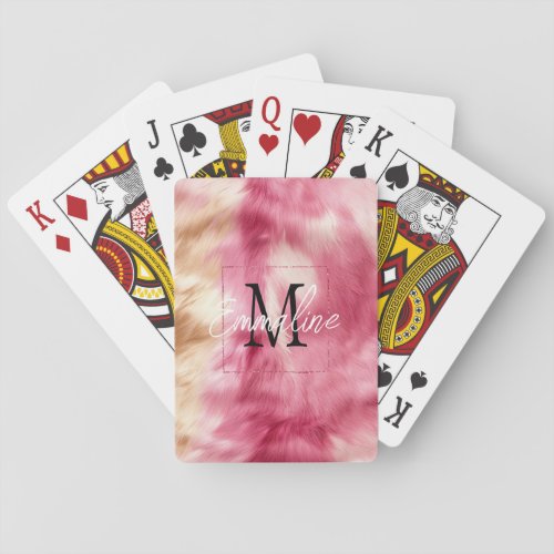 Pink Gold Animal Fur Poker Cards