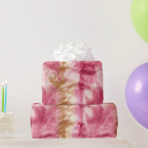 Pink Gold Animal Fur Wrapping Paper