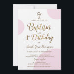 Pink Gold Armenian cross girl Baptism 1st Birthday Invitation<br><div class="desc">Celebrate the joyous occasion of your baby girl's 1st birthday and baptism with our Custom Pink Armenian cross Baby Girl Baptism 1st Birthday Invitation. This elegant and modern invitation template is designed to capture the double celebration and blessings surrounding your little one. Personalize this invitation with your baby girl's name...</div>