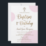 Pink Gold Armenian cross girl Baptism 1st Birthday Invitation<br><div class="desc">Celebrate the joyous occasion of your baby girl's 1st birthday and baptism with our Custom Pink Armenian cross Baby Girl Baptism 1st Birthday Invitation. This elegant and modern invitation template is designed to capture the double celebration and blessings surrounding your little one. Personalize this invitation with your baby girl's name...</div>