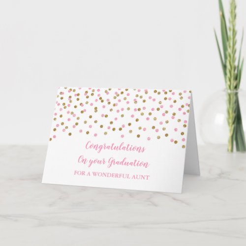 Pink Gold Aunt Congratulations Graduation Card