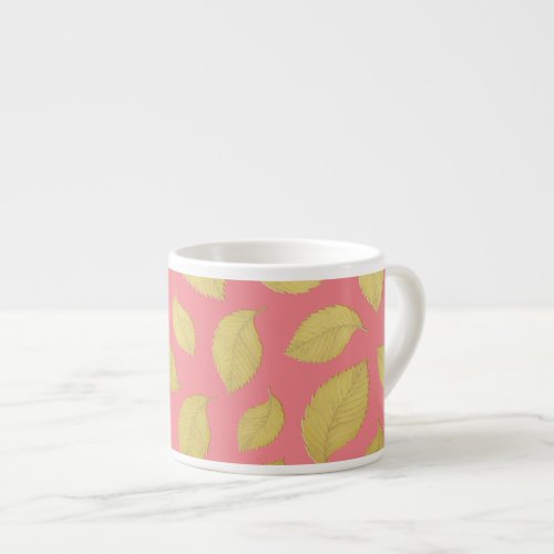 Pink  Gold Autumn Leaves _ Espresso Mug
