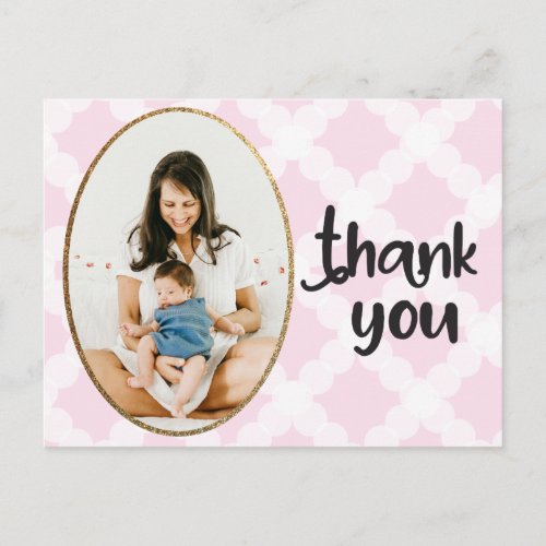 Pink Gold Baby Girl Shower Thank You Photo Postcard