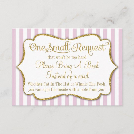 Pink Gold Baby Shower Book Card Bring A Book Girl | Zazzle.com