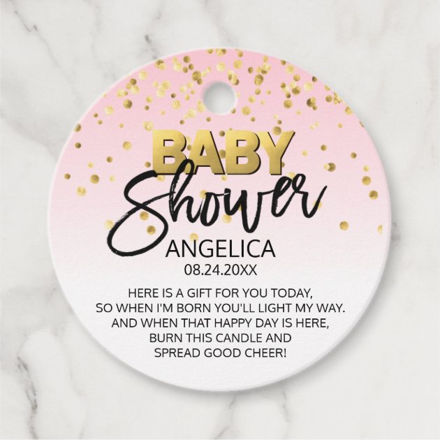 baby shower candle favor tags