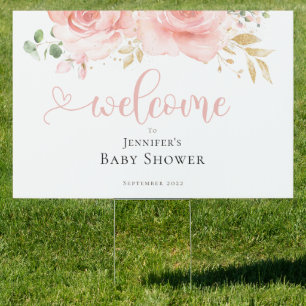 Pink & Gold Baby Shower Girl Yard Sign
