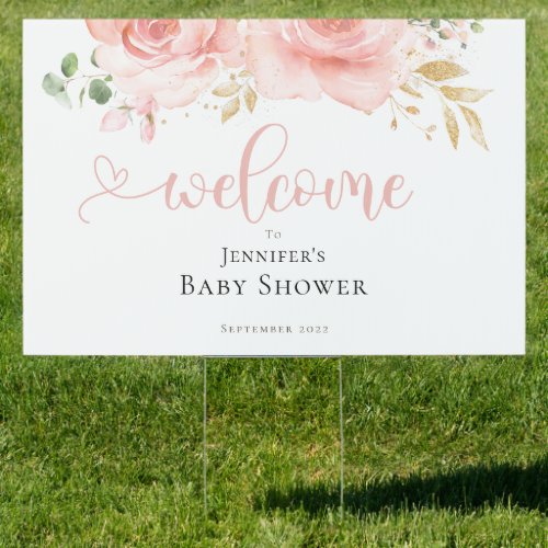 Pink  Gold Baby Shower Girl Yard Sign