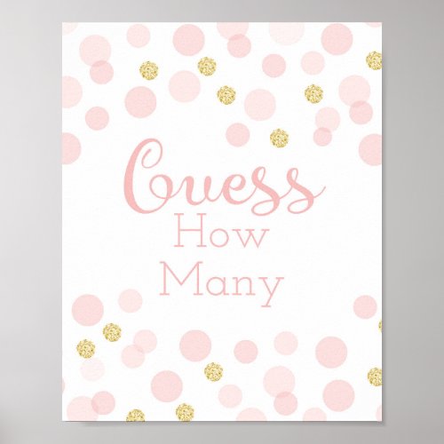 Pink Gold Baby Shower Guess How Many Poster