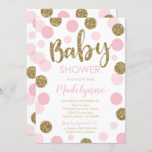 Pink Gold Baby Shower invitation Confetti Girl