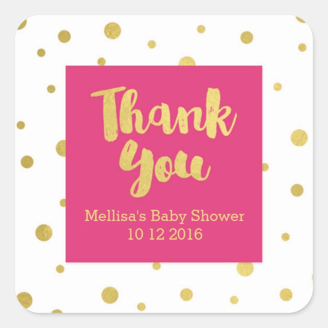 Pink Gold Baby Shower Thank You Favor Sticker (Front)