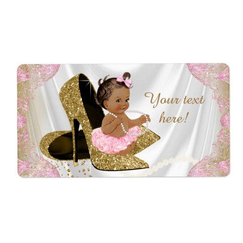Pink Gold Baby Shower Water Bottle Labels
