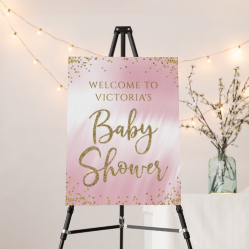 Pink Gold Baby Shower Welcome Sign