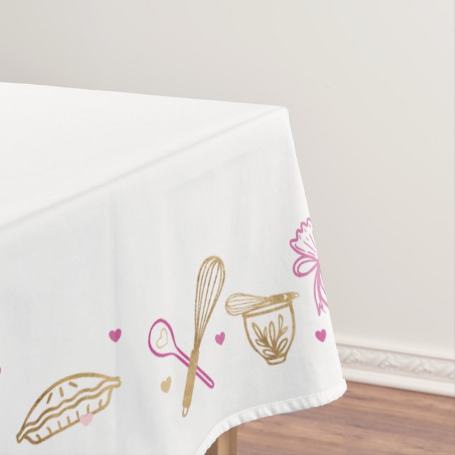 Pink Gold Baking Cooking Utensil & Confections Tablecloth (In Situ)