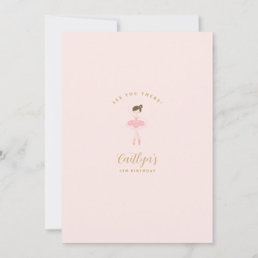 Pink & Gold Ballerina Birthday Invitation Zazzle