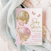 Pink Gold Balloons Butterfly Baby Shower Invitation