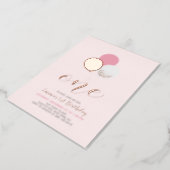 Pink & Gold Balloons | One 1st Girl Birthday Party Foil Invitation (Rotated)