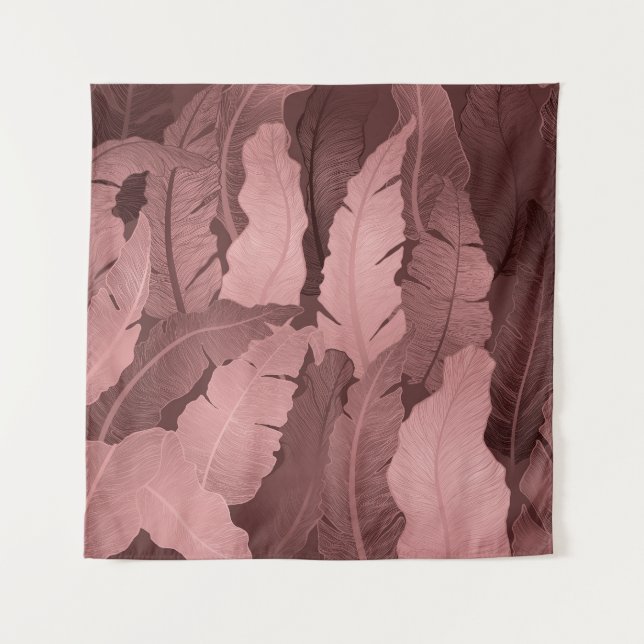 Pink Gold Banana Leaves: Luxury Tapestry (Front)