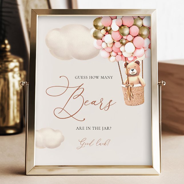 Pink Gold Bear Balloons Guess How Many Bears Sign (Creator Uploaded)