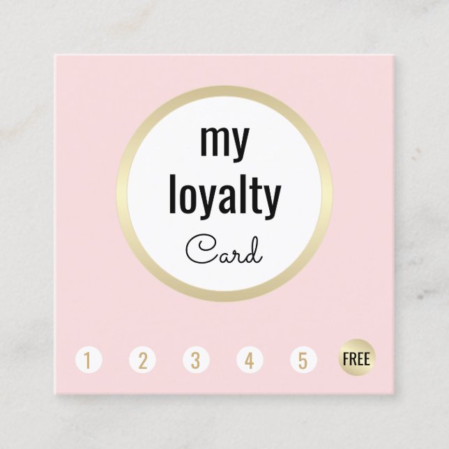 Pink Gold Beauty Salon Customer Loyalty 6 Punch Card (Front)
