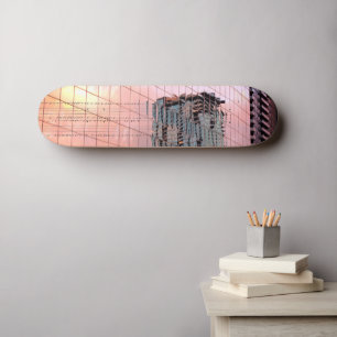 Pink Gold Birds on a High Wire Skateboard
