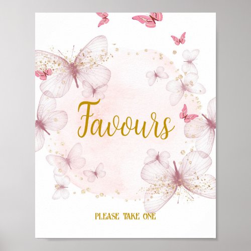 Pink  Gold Birthday Favors Table Sign