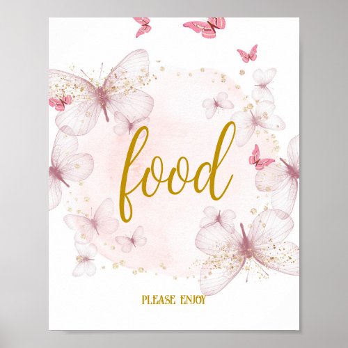 Pink  Gold Birthday Food Table Sign