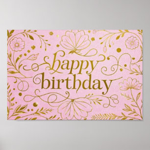 Pink Gold birthday luxurious elegant extravagant  Poster