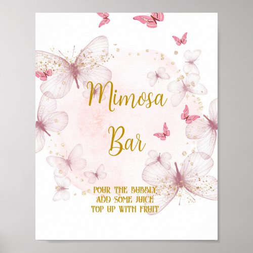 Pink  Gold Birthday  Mimosa Bar Table Sign